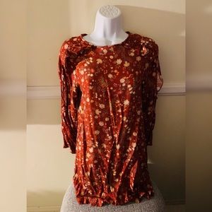 Zara collection rustic floral ruffle sleeve dress